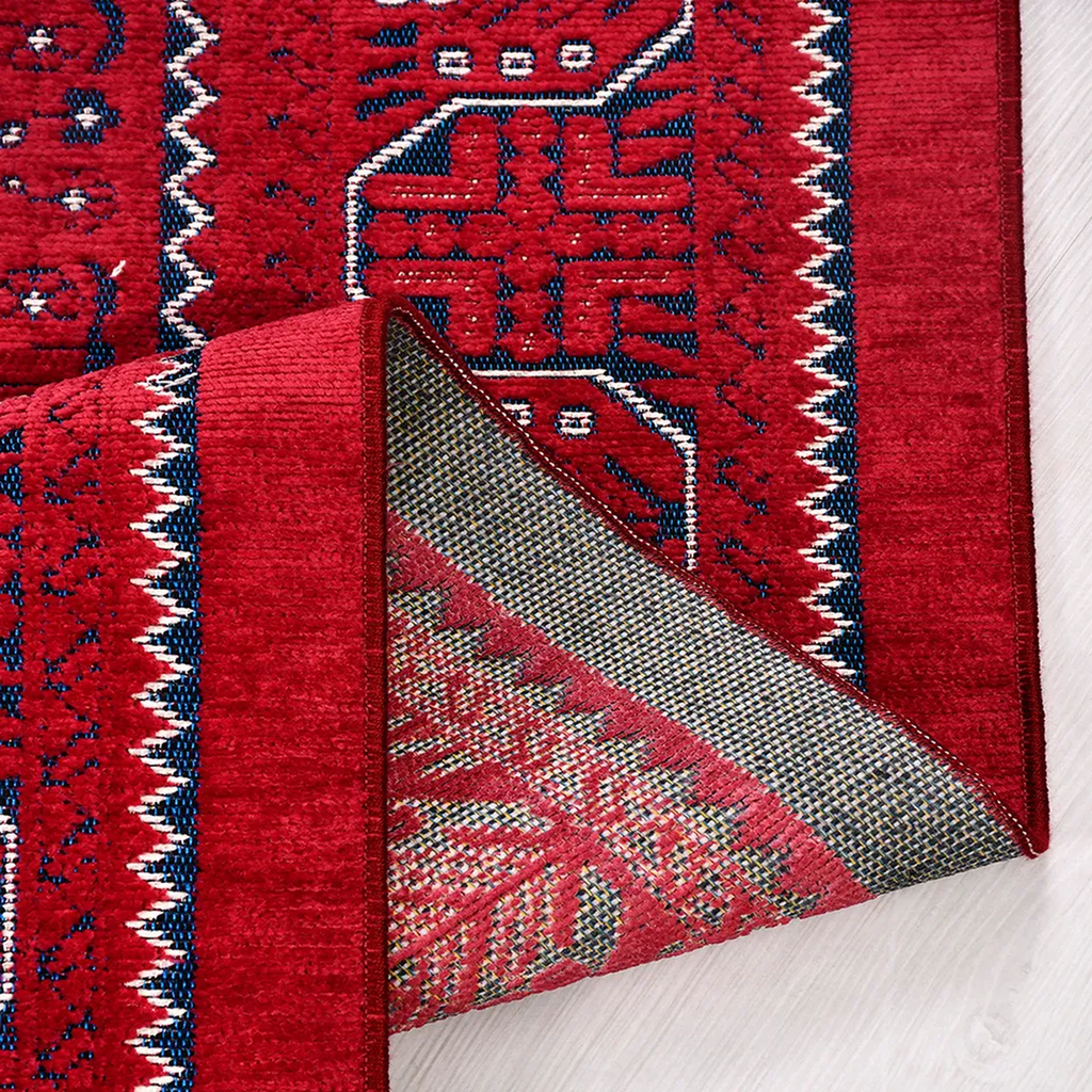 SHARED | Bergama Red Navy Ivory Persian Style Traditional Machine Wov photo 2