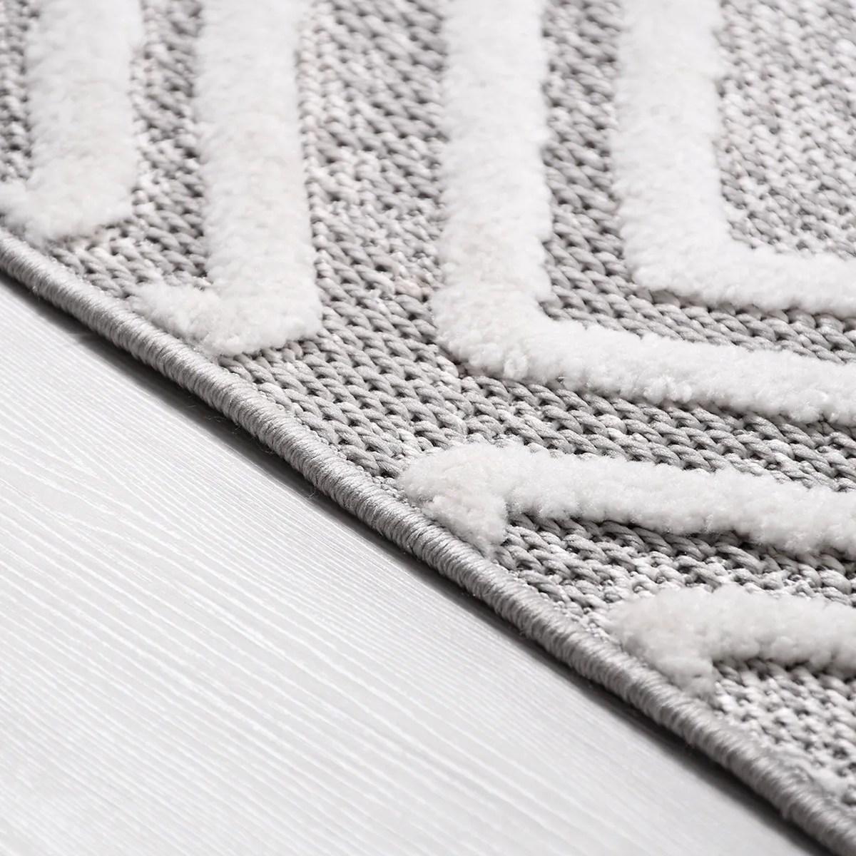 SHARED | Bilberry Modern Geometric Diamond Lattice Grey Ivory Machine photo 2