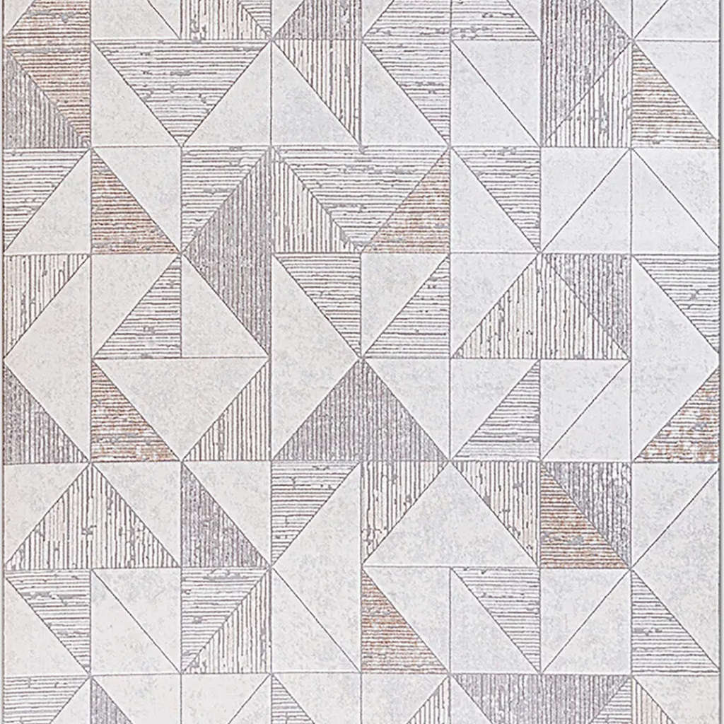 SHARED | Hollyhock Cream Grey Geometric Triangle Mosaic Modern Machin photo 2