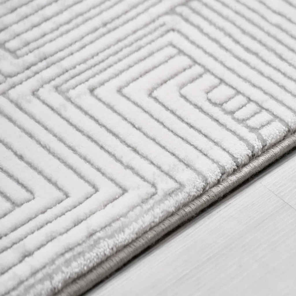 SHARED | Camellia Ivory Geometric Modern Machine Woven High-Low Livin photo 2