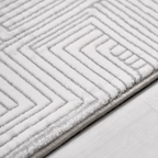 SHARED | Camellia Ivory Geometric Modern Machine Woven High-Low Livin photo 2