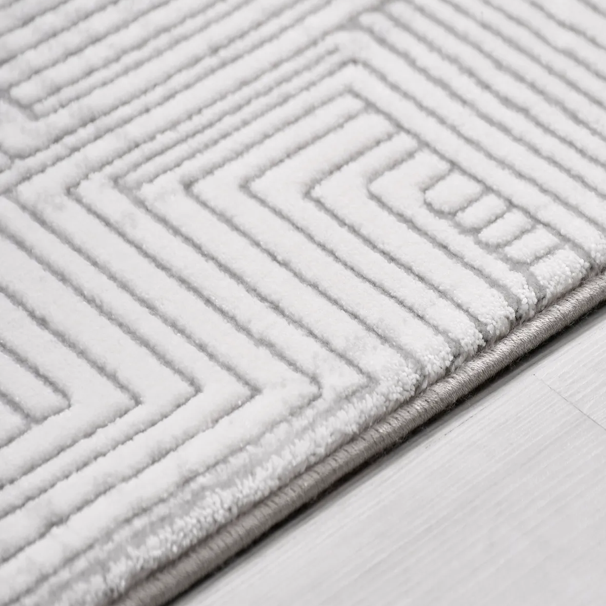 SHARED | Camellia Ivory Geometric Modern Machine Woven High-Low Livin photo 2