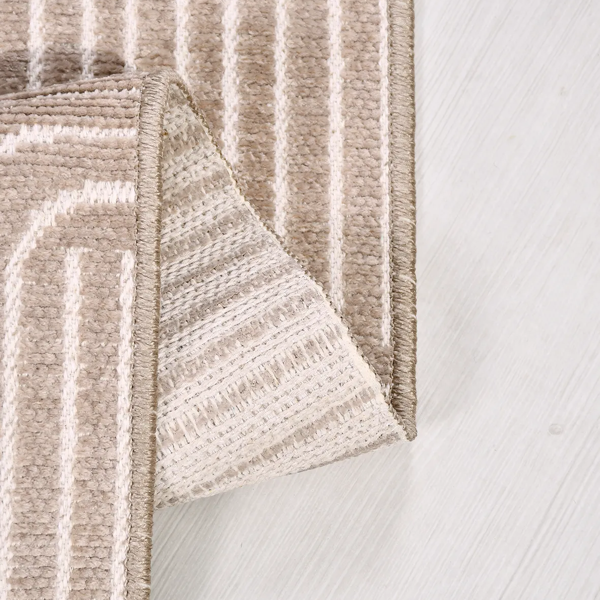 SHARED | Cranberry Beige Cream Modern Geometric Carved Arch Machine W photo 2