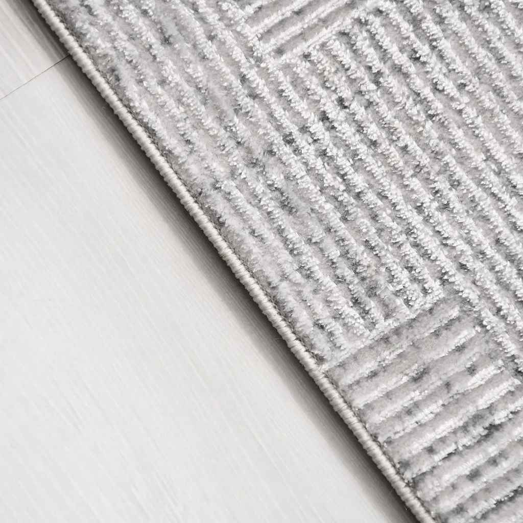 SHARED | Fell Modern Geometric Light Grey Ivory Machine Woven Living  photo 2