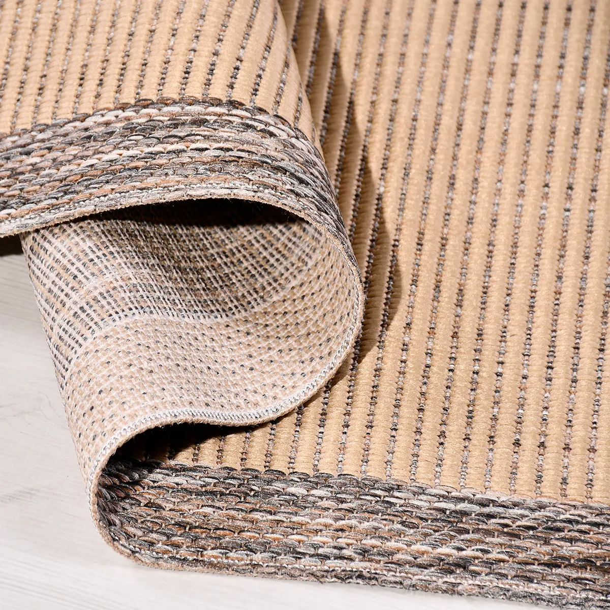 SHARED | Speedwell Beige Brown Striped Modern Machine Woven Living Ro photo 2