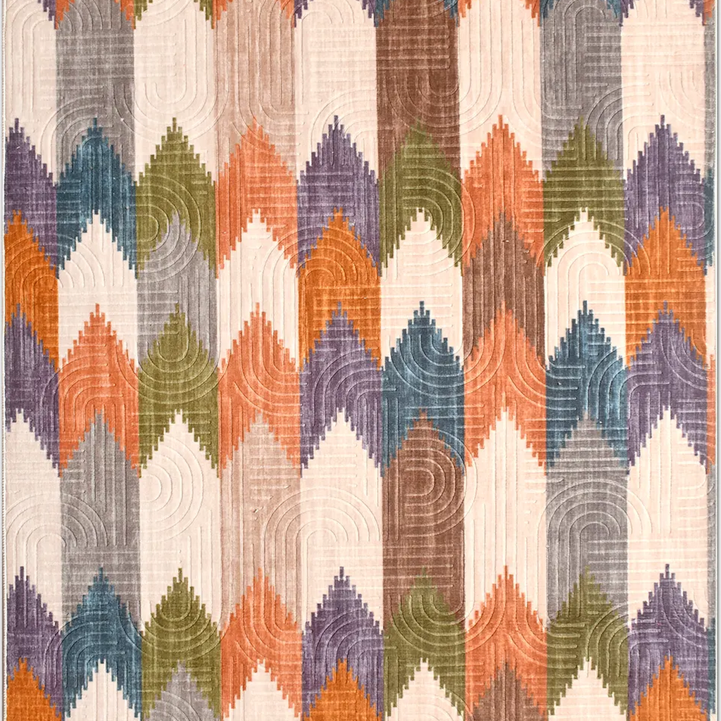 SHARED | Downs Multicolour Geometric Chevron Modern Machine Woven Liv photo 2