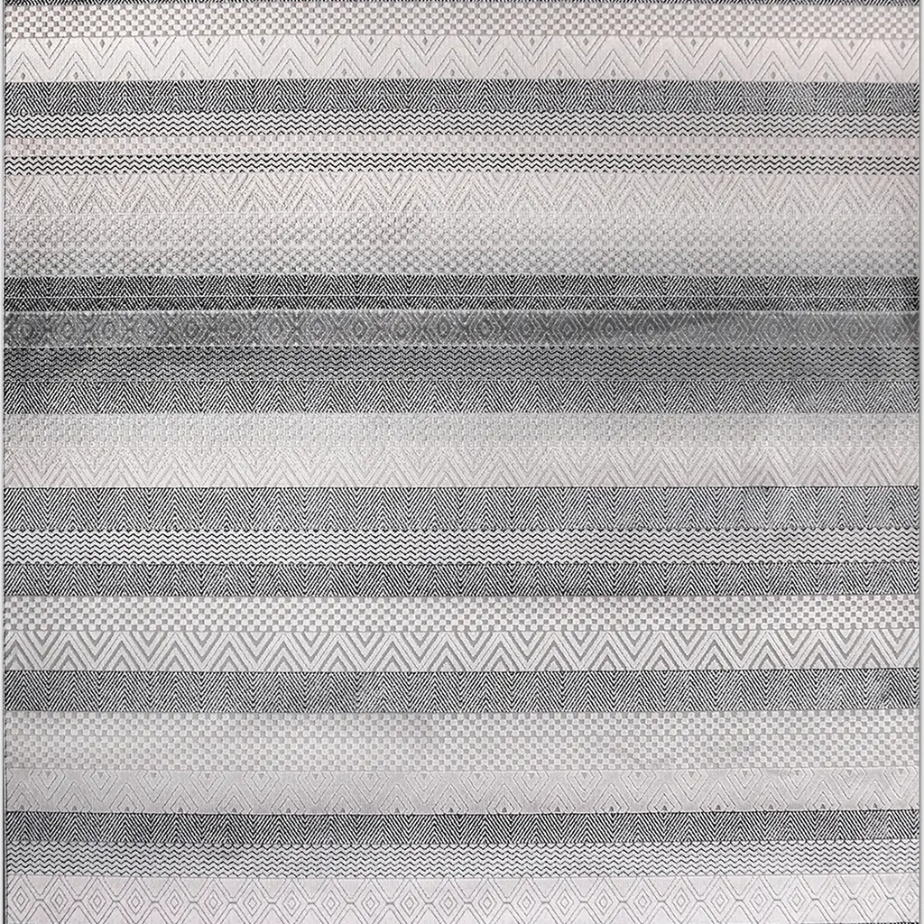 SHARED | Holt Grey Cream Striped Modern Machine Woven Living Room Bed photo 2
