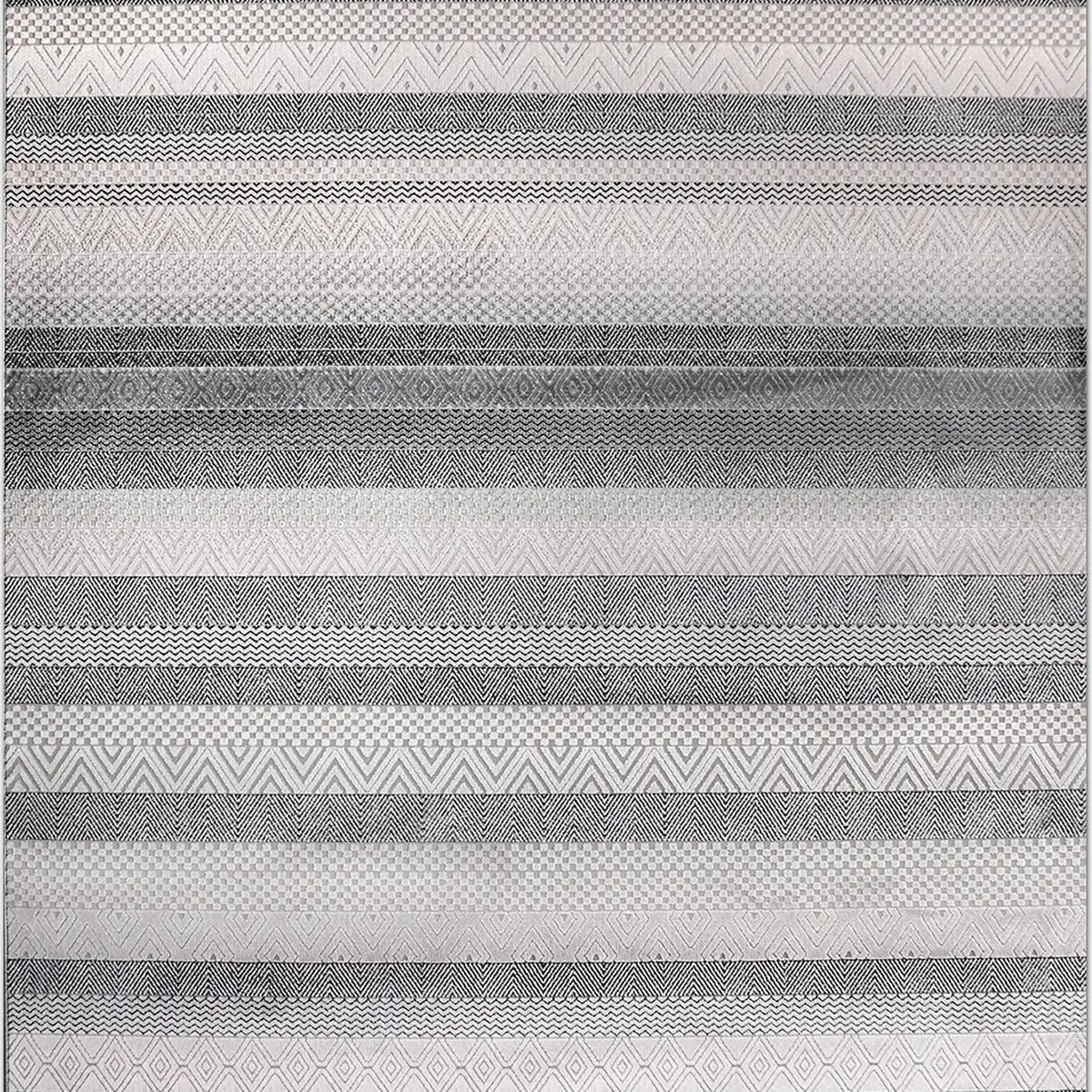 SHARED | Holt Grey Cream Striped Modern Machine Woven Living Room Bed photo 2