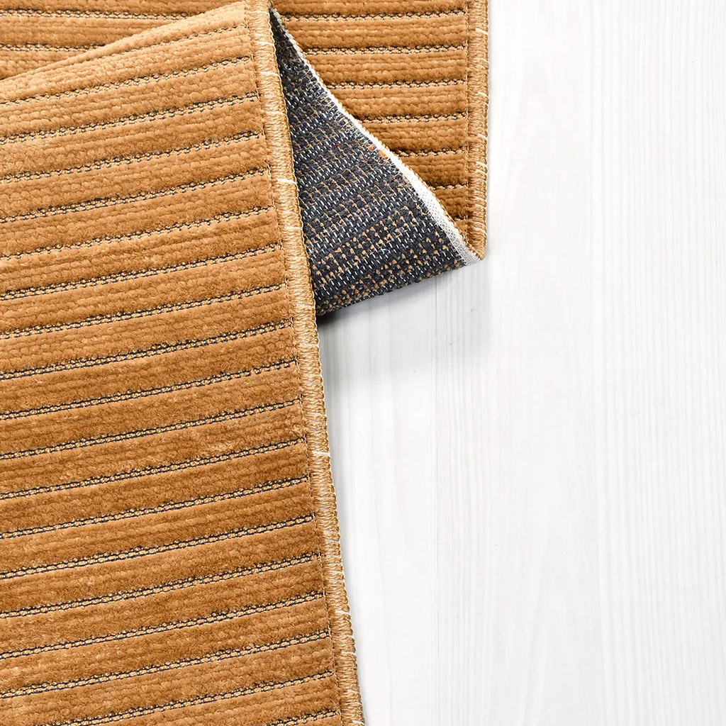 SHARED | Nutmeg Camel Striped Modern Machine Woven Living Room Bedroo photo 2