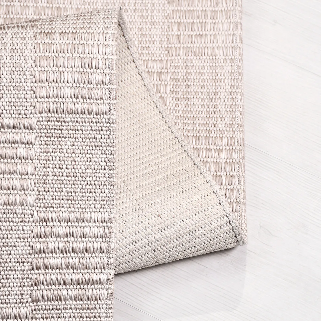 SHARED | Pumice Cream Beige Checkered Modern Machine Woven Living Roo photo 2