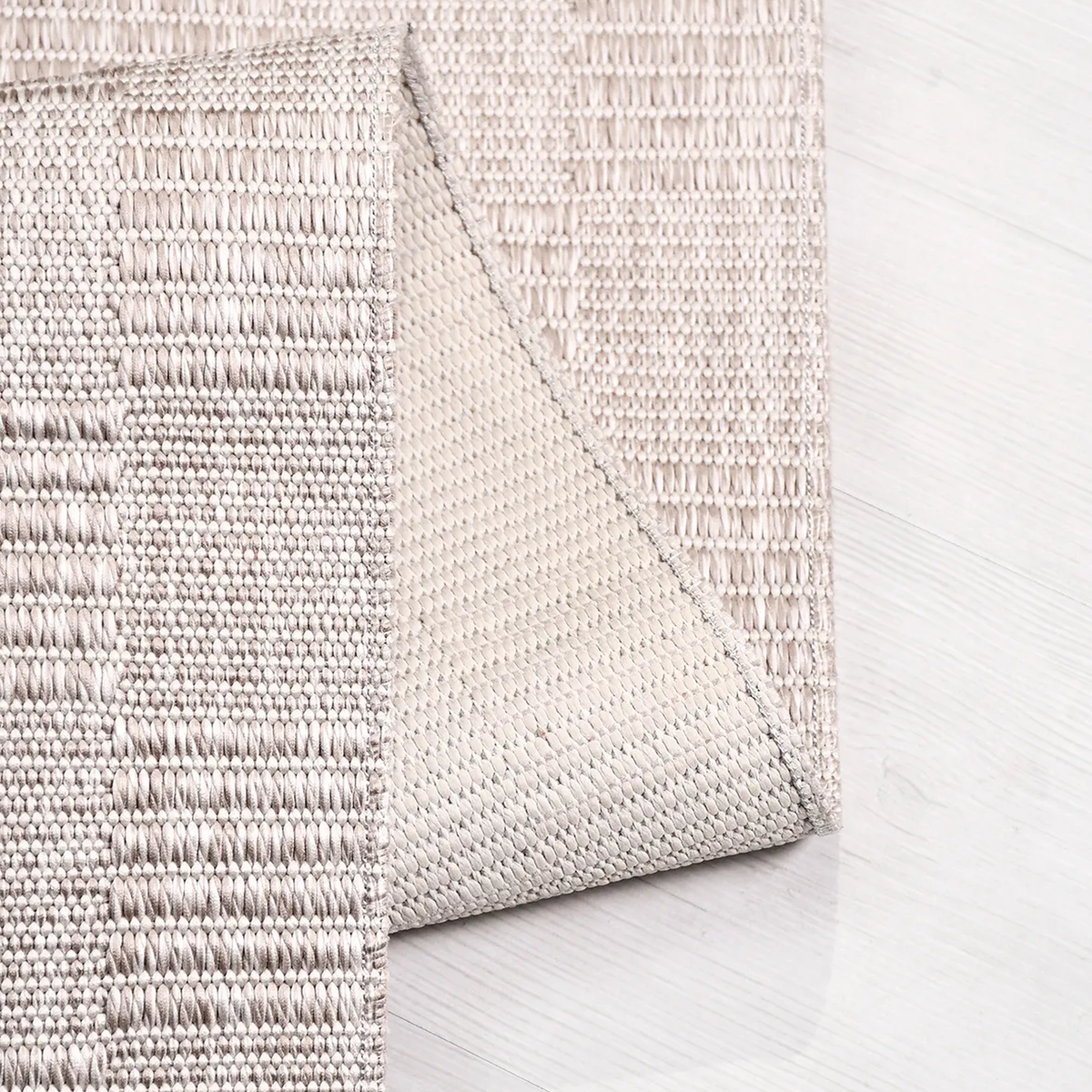 SHARED | Pumice Cream Beige Checkered Modern Machine Woven Living Roo photo 2