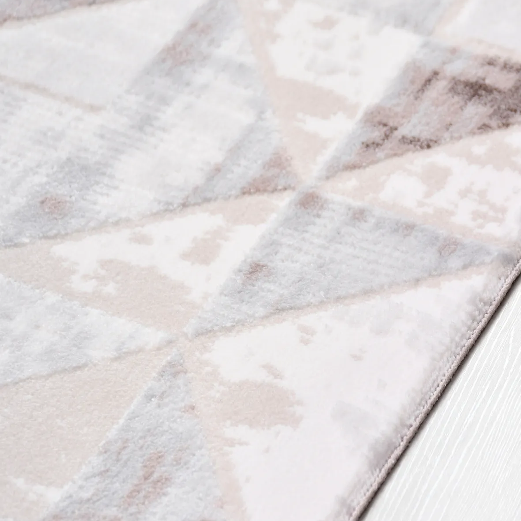 SHARED | Marl Cream Beige Modern Geometric Distressed Machine Woven L photo 2