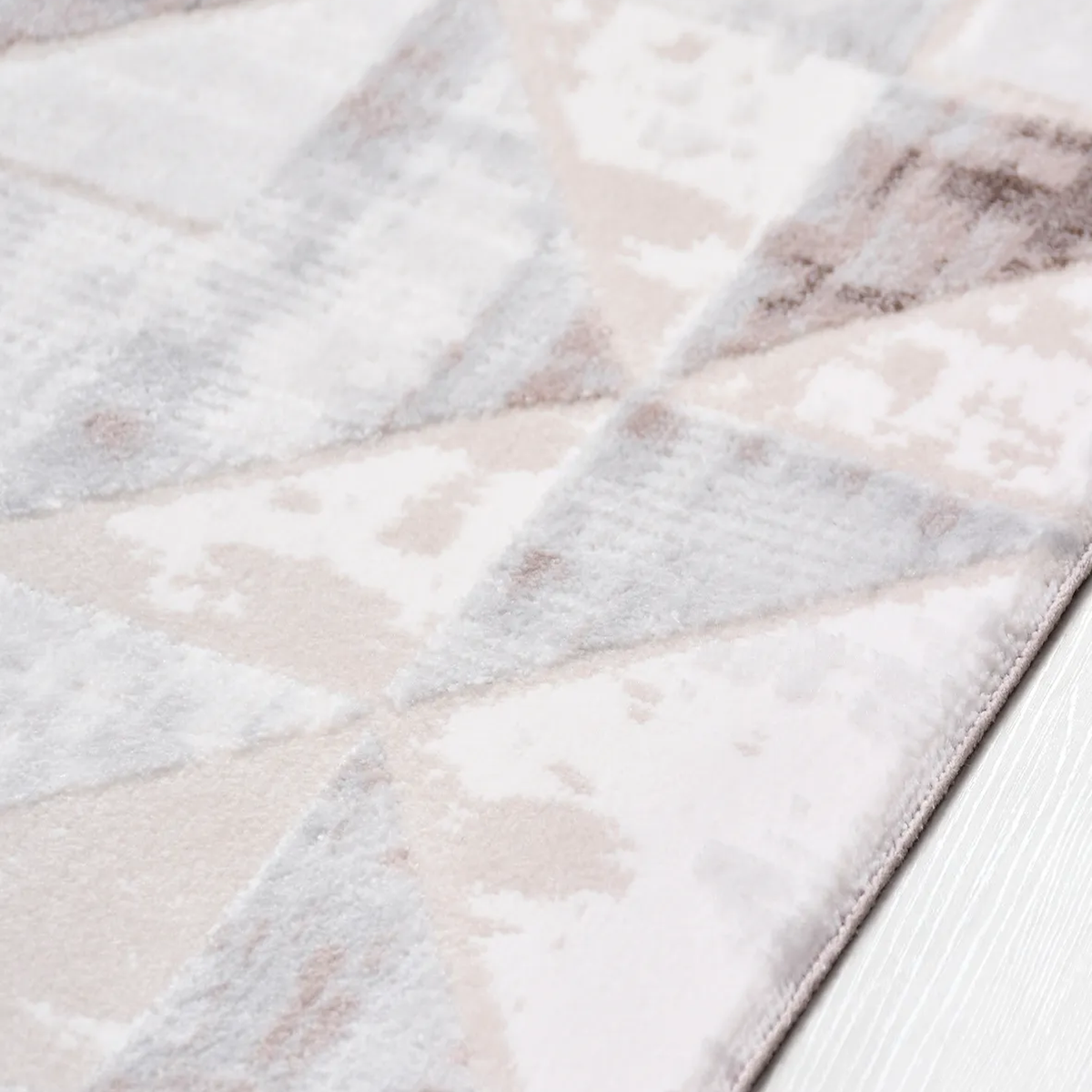 SHARED | Marl Cream Beige Modern Geometric Distressed Machine Woven L photo 2