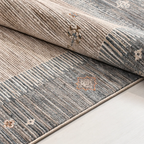 SHARED | Trefoil Grey Beige Abstract Tribal Border Machine Woven Livi photo 2