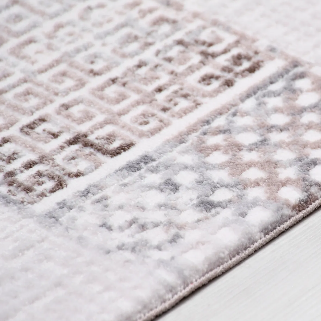 SHARED | Lodestone Cream Taupe Patchwork Modern Machine Woven Living  photo 2