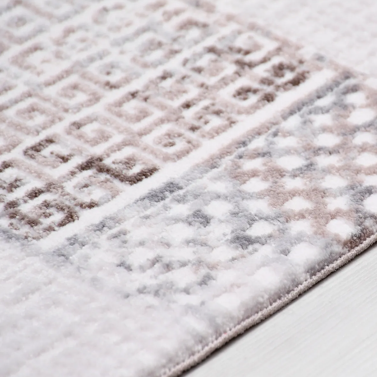 SHARED | Lodestone Cream Taupe Patchwork Modern Machine Woven Living  photo 2