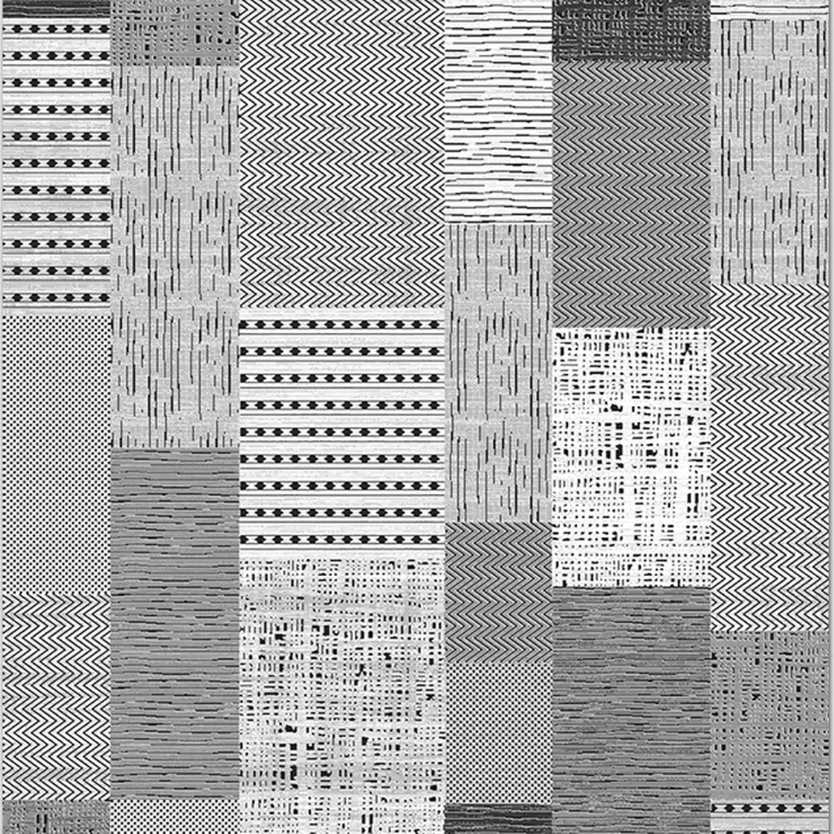 SHARED | Strand Grey White Black Patchwork Geometric Modern Machine W photo 2