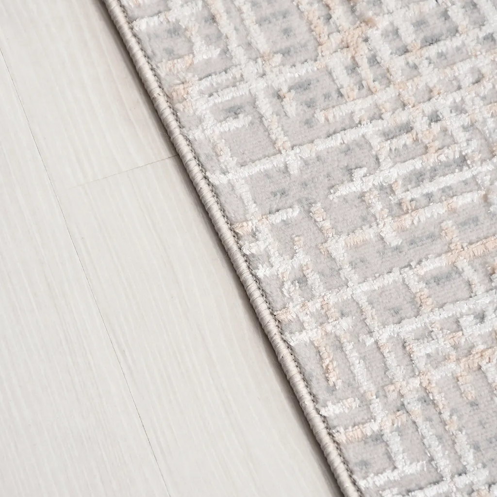 SHARED | Foreland Modern Abstract Distressed Beige Grey Machine Woven photo 2