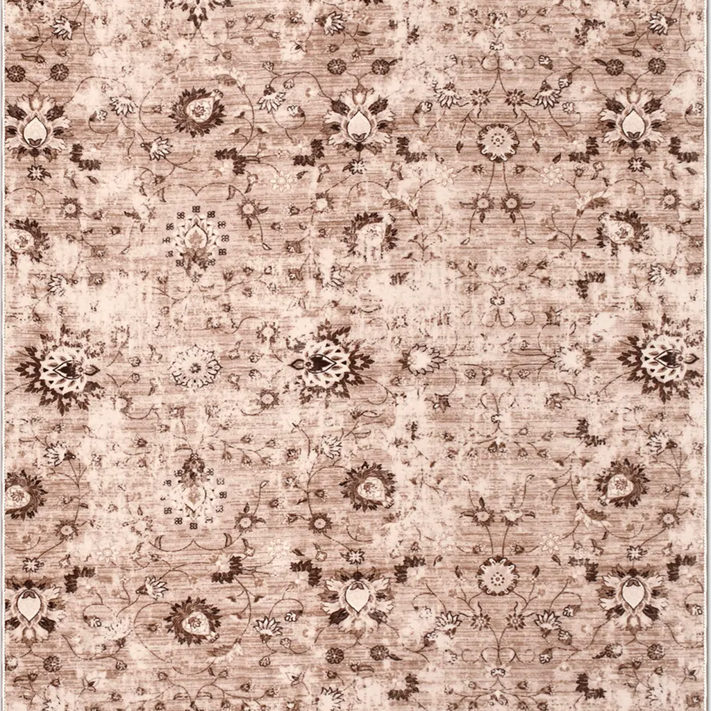 SHARED | Crag Distressed Floral Traditional Machine Woven Beige Brown photo 2