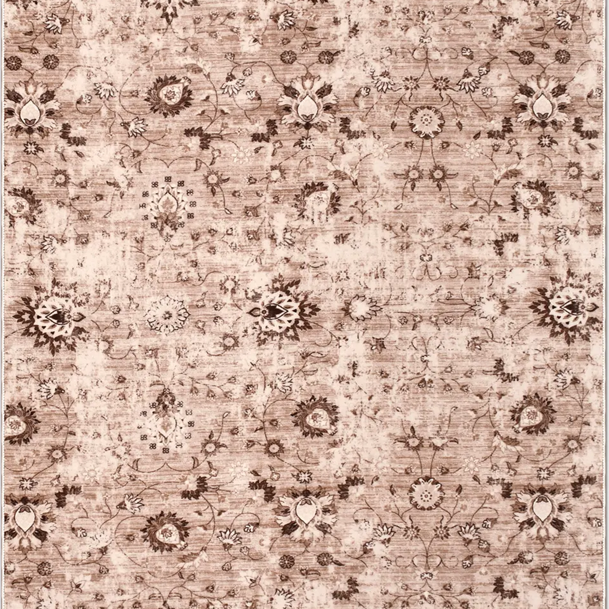 SHARED | Crag Distressed Floral Traditional Machine Woven Beige Brown photo 2