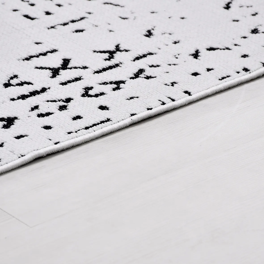 SHARED | Gale Ivory Black Abstract Boho Machine Woven Living Room Bed photo 2