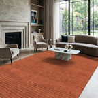 SHARED | Mullein Terracotta Rust Striped Modern Machine Woven Living  photo 2