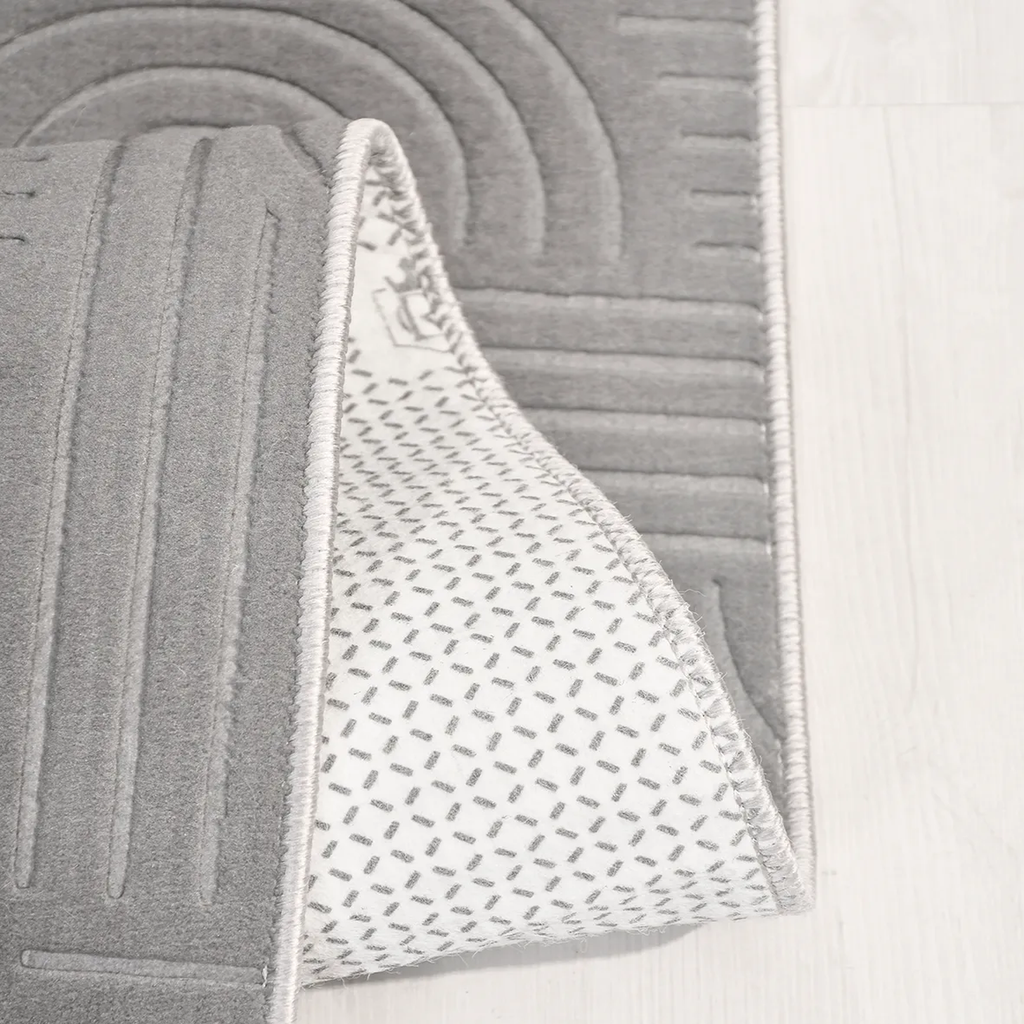 SHARED | Lucent Grey Modern Geometric Arch Machine Woven Living Room  photo 2