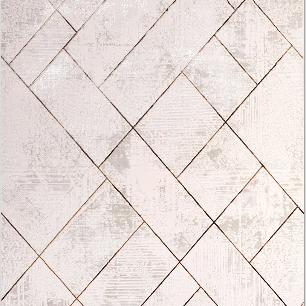 SHARED | Leigh Cream Copper Geometric Diamond Modern Machine Woven Li photo 2