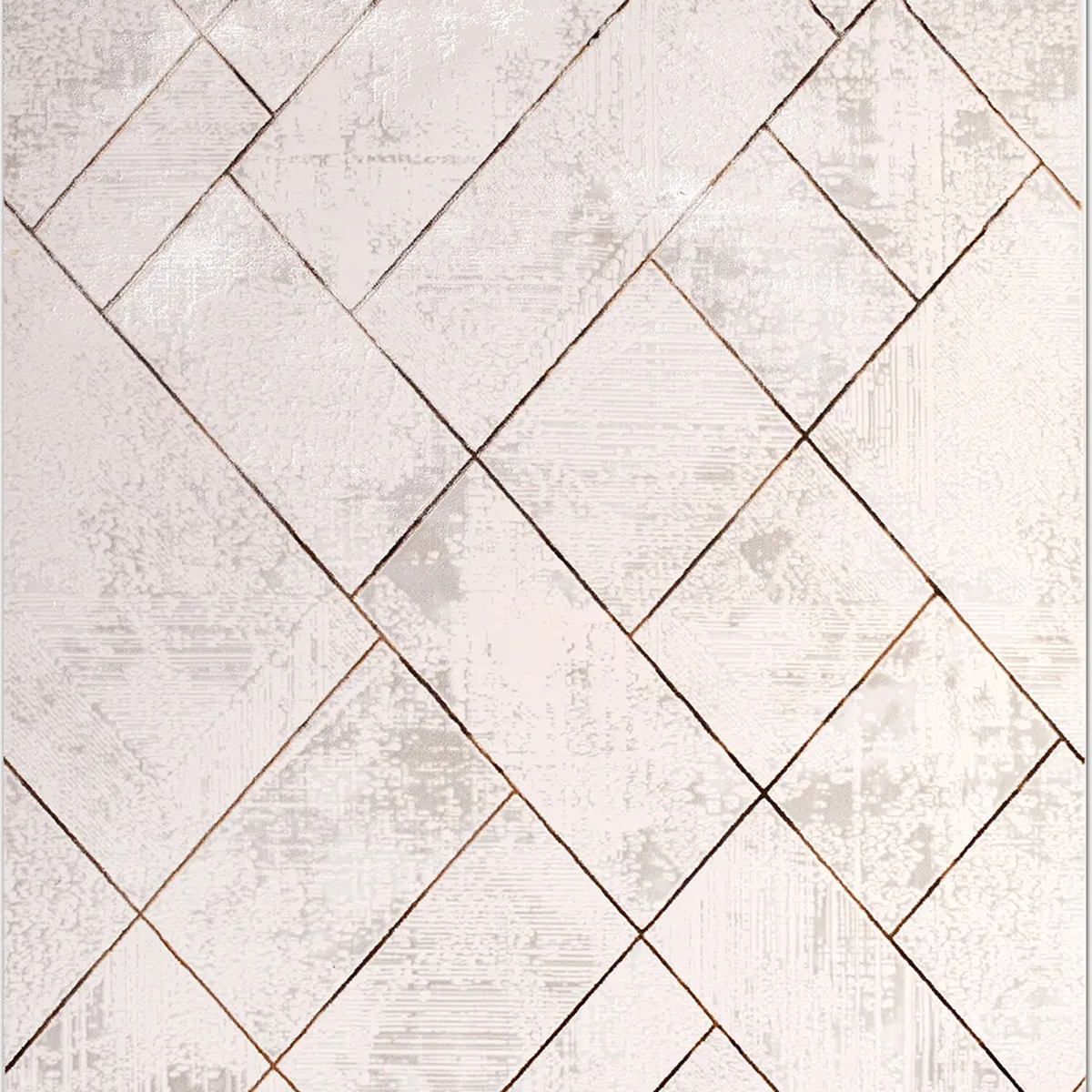 SHARED | Leigh Cream Copper Geometric Diamond Modern Machine Woven Li photo 2