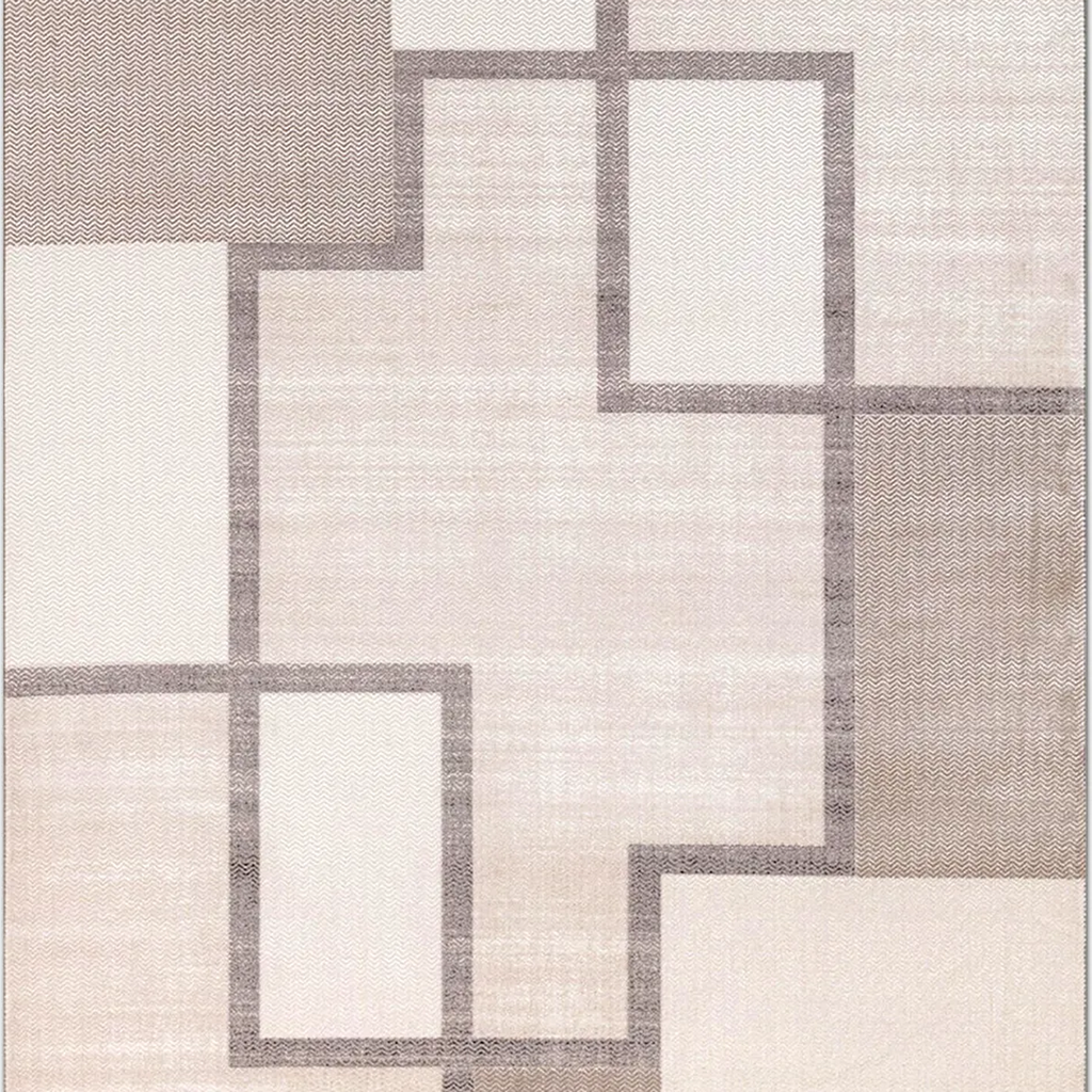 SHARED | Ashford Cream Beige Modern Geometric Machine Woven Living Ro photo 2