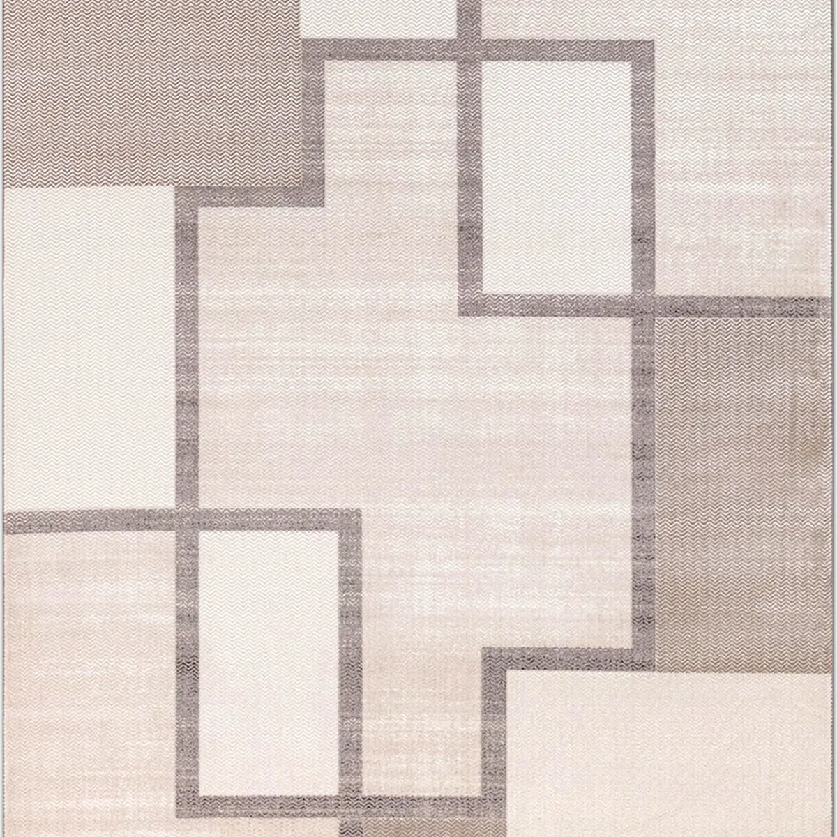 SHARED | Ashford Cream Beige Modern Geometric Machine Woven Living Ro photo 2