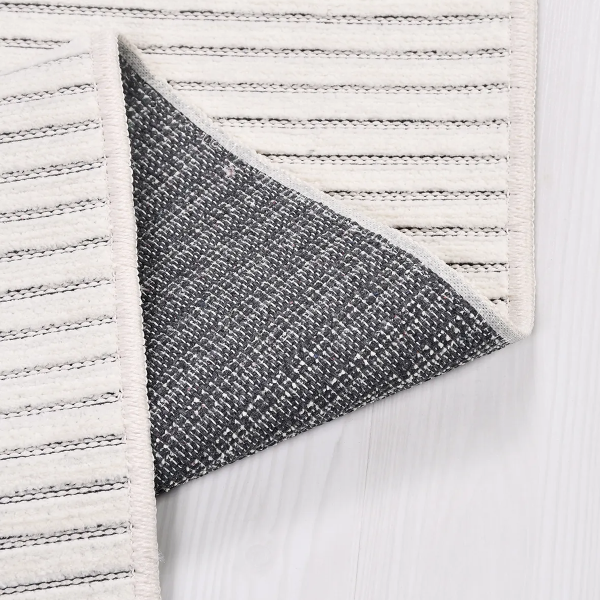 SHARED | Peony Cream Taupe Striped Modern Machine Woven Living Room B photo 2