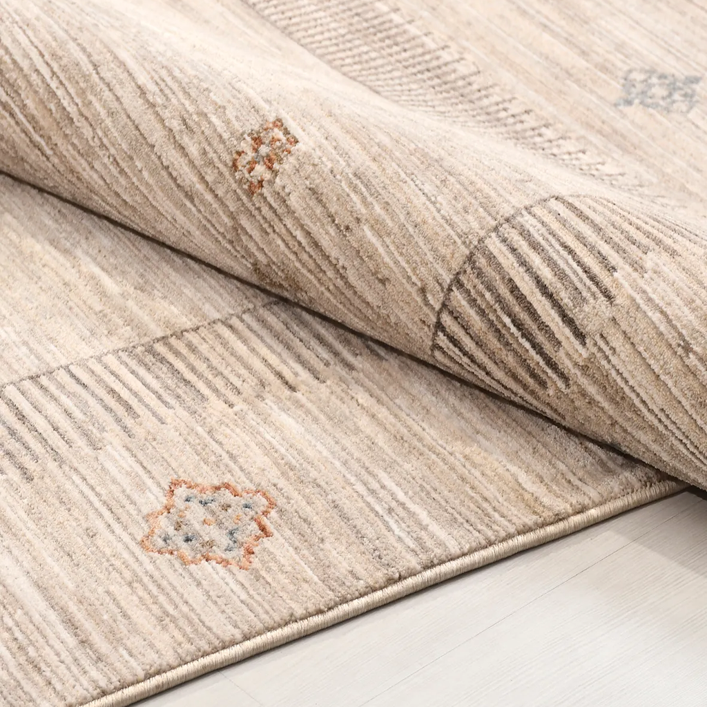 SHARED | Teasel Beige Cream Abstract Tribal Bordered Machine Woven Li photo 2
