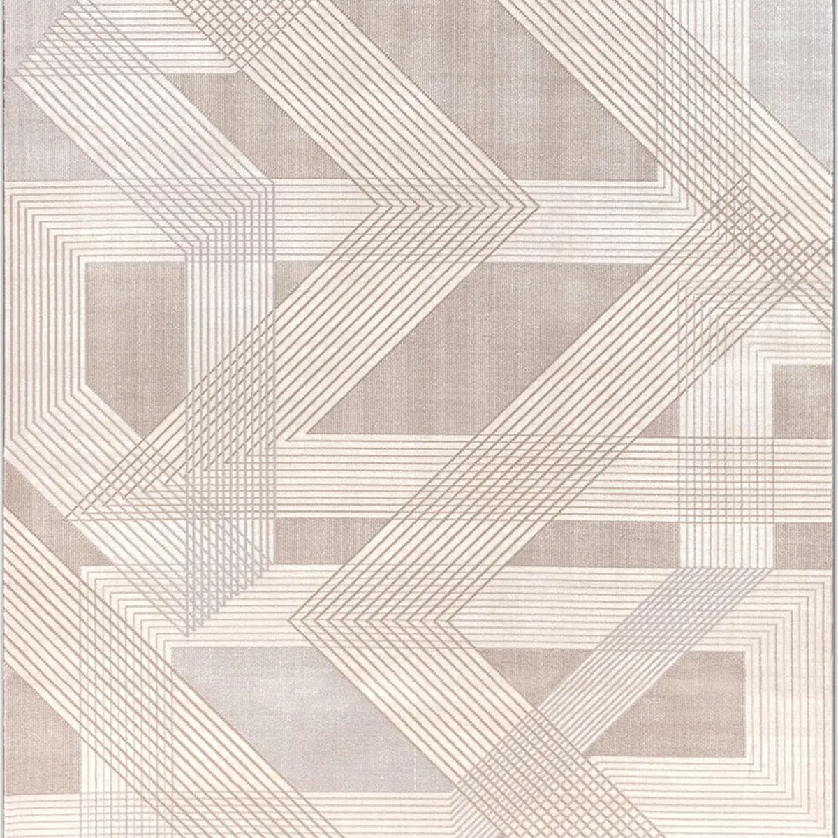 SHARED | Bergamot Beige Cream Modern Geometric Machine Woven Living R photo 2
