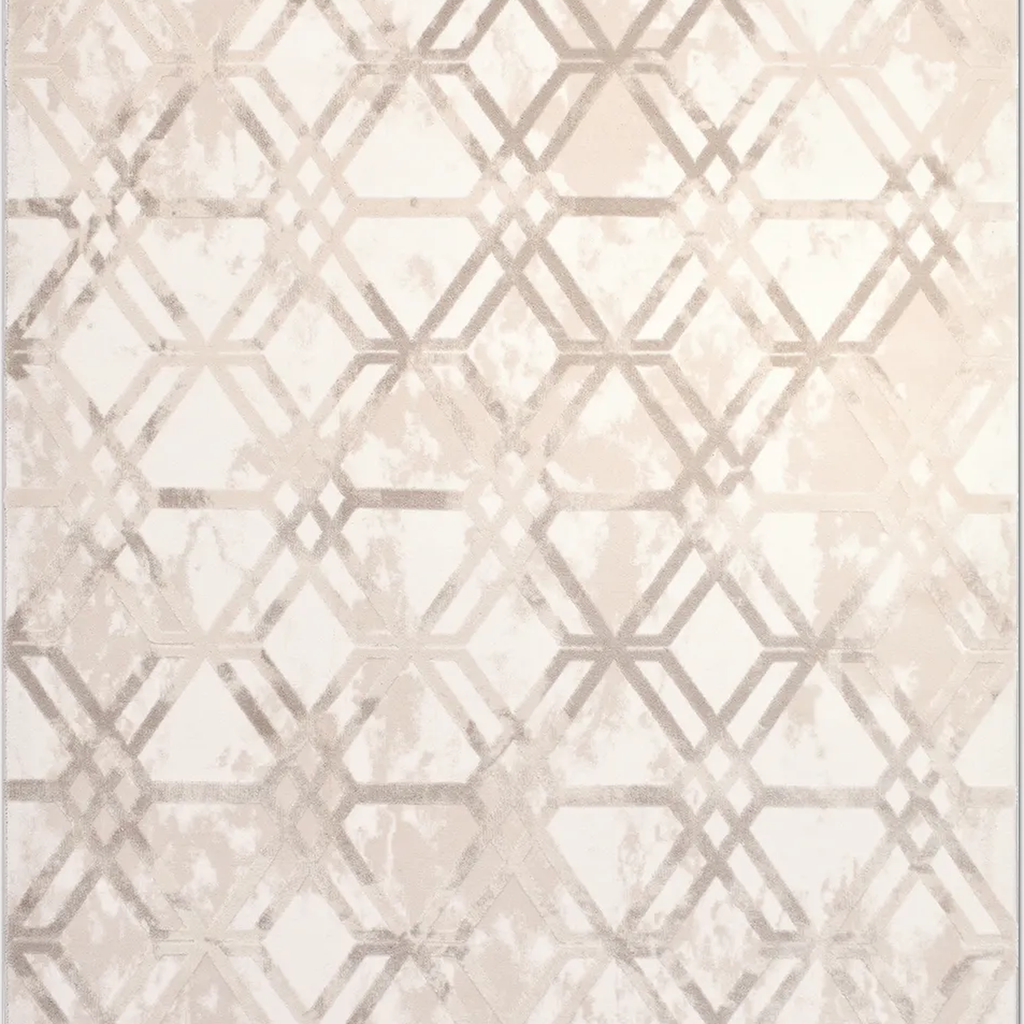 SHARED | Oasis Cream Beige Geometric Diamond Lattice Modern Machine W photo 2