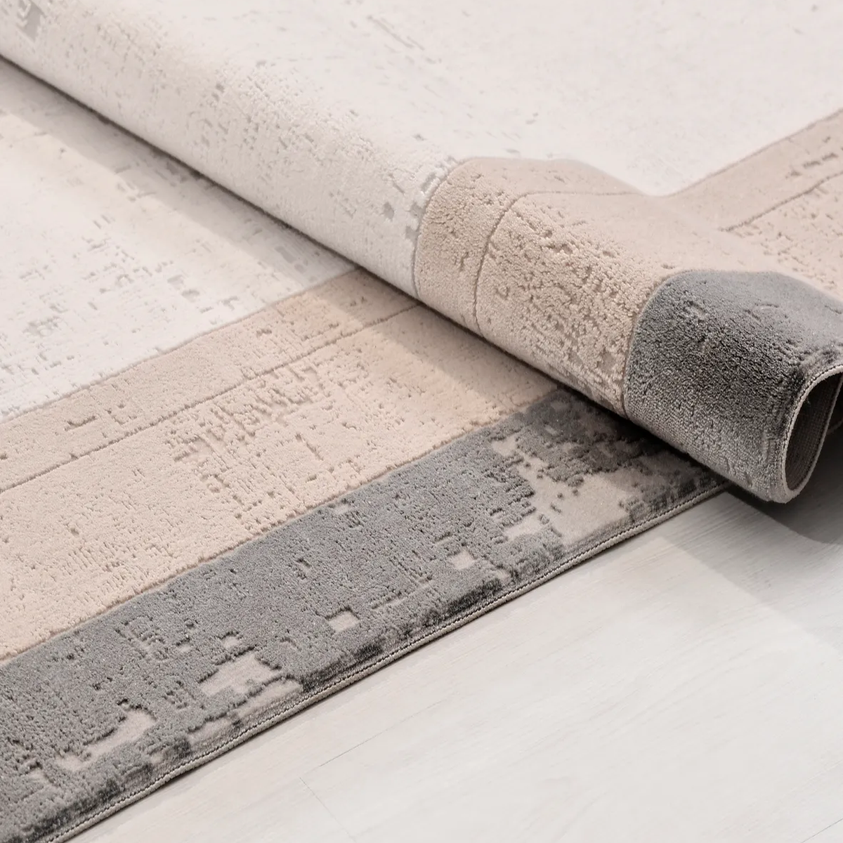 SHARED | Demre Cream Grey Abstract Modern Machine Woven Living Room B photo 2