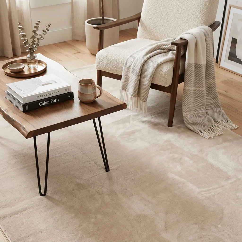 SHARED | Gallery Beige Solid Modern Machine Woven Plain Soft Living R photo 2