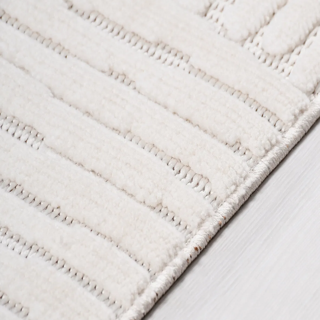 SHARED | Marmaris Cream Geometric Modern Machine Woven Ivory Living R photo 2