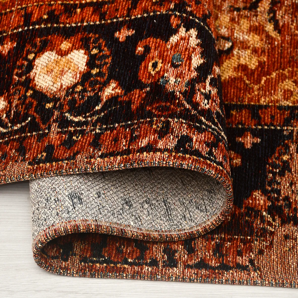 SHARED | Dawnlight Rust Black Persian Style Medallion Distressed Mach photo 2