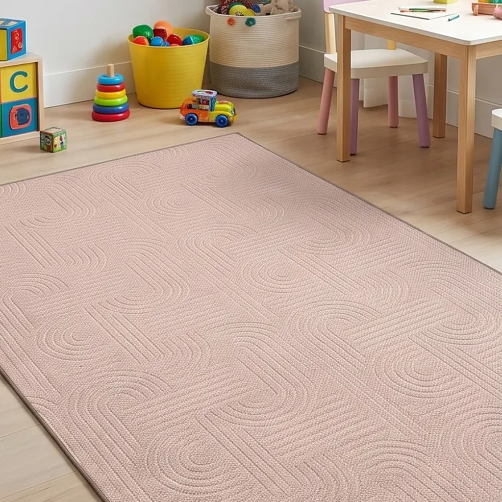 SHARED | Mead Blush Pink Modern Geometric Machine Woven Living Room B photo 2