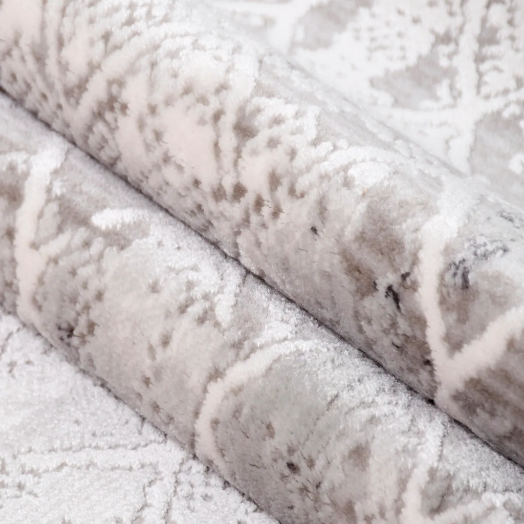 SHARED | Priene Grey Cream Distressed Moroccan Style Trellis Modern M photo 2