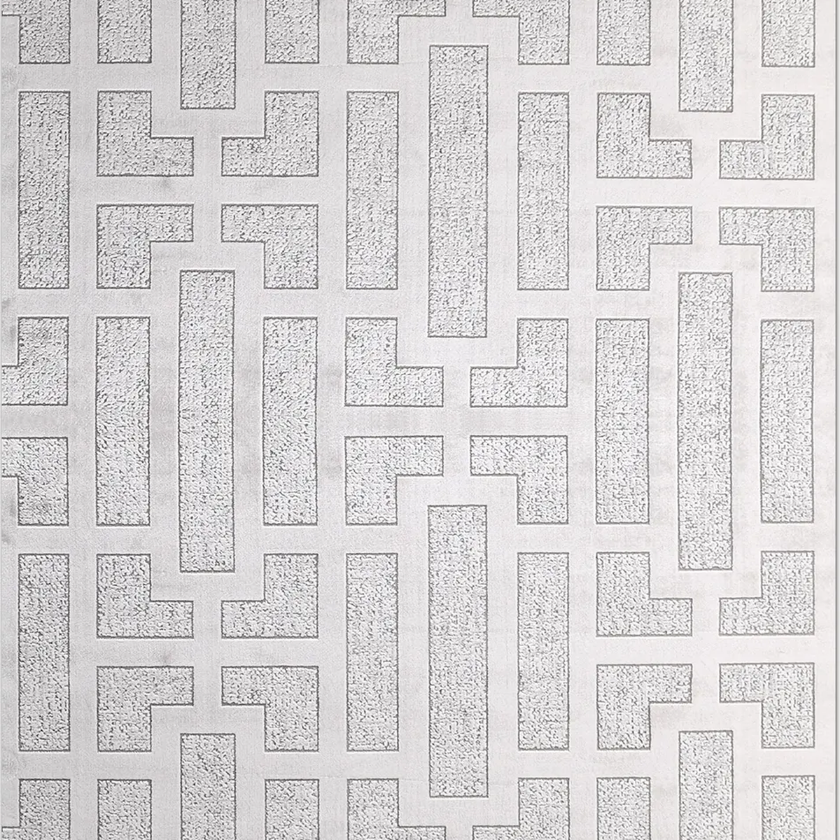 SHARED | Bourne Cream Grey Geometric Maze Modern Machine Woven Living photo 2