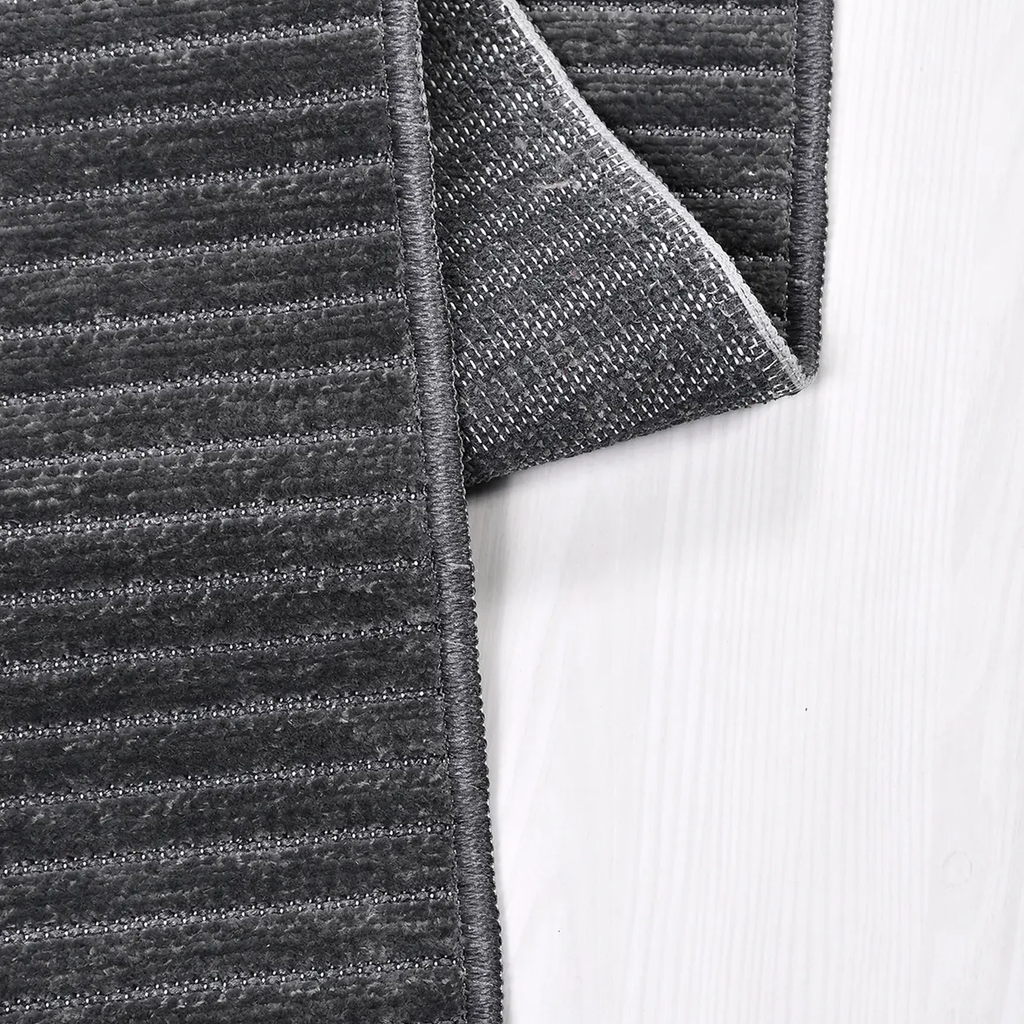 SHARED | Pennyroyal Charcoal Grey Striped Modern Machine Woven Living photo 2