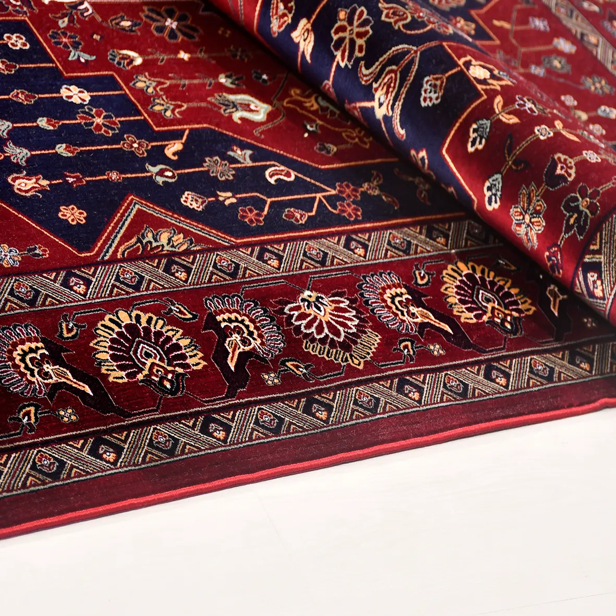 SHARED | Talc Persian Style Traditional Medallion Red Navy Cream Livi photo 2