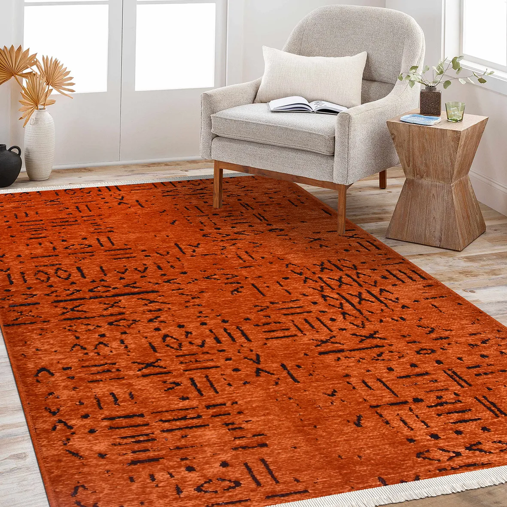 SHARED | Hornbeam Terracotta Boho Abstract Tribal Style Machine Woven photo 2