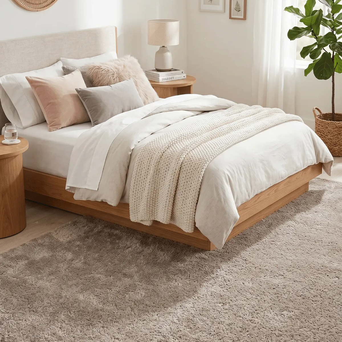 SHARED | Forecourt Taupe Beige Solid Shag Scandinavian Machine Woven  photo 2