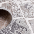 SHARED | Priene Grey Cream Distressed Moroccan Style Trellis Modern M photo 3