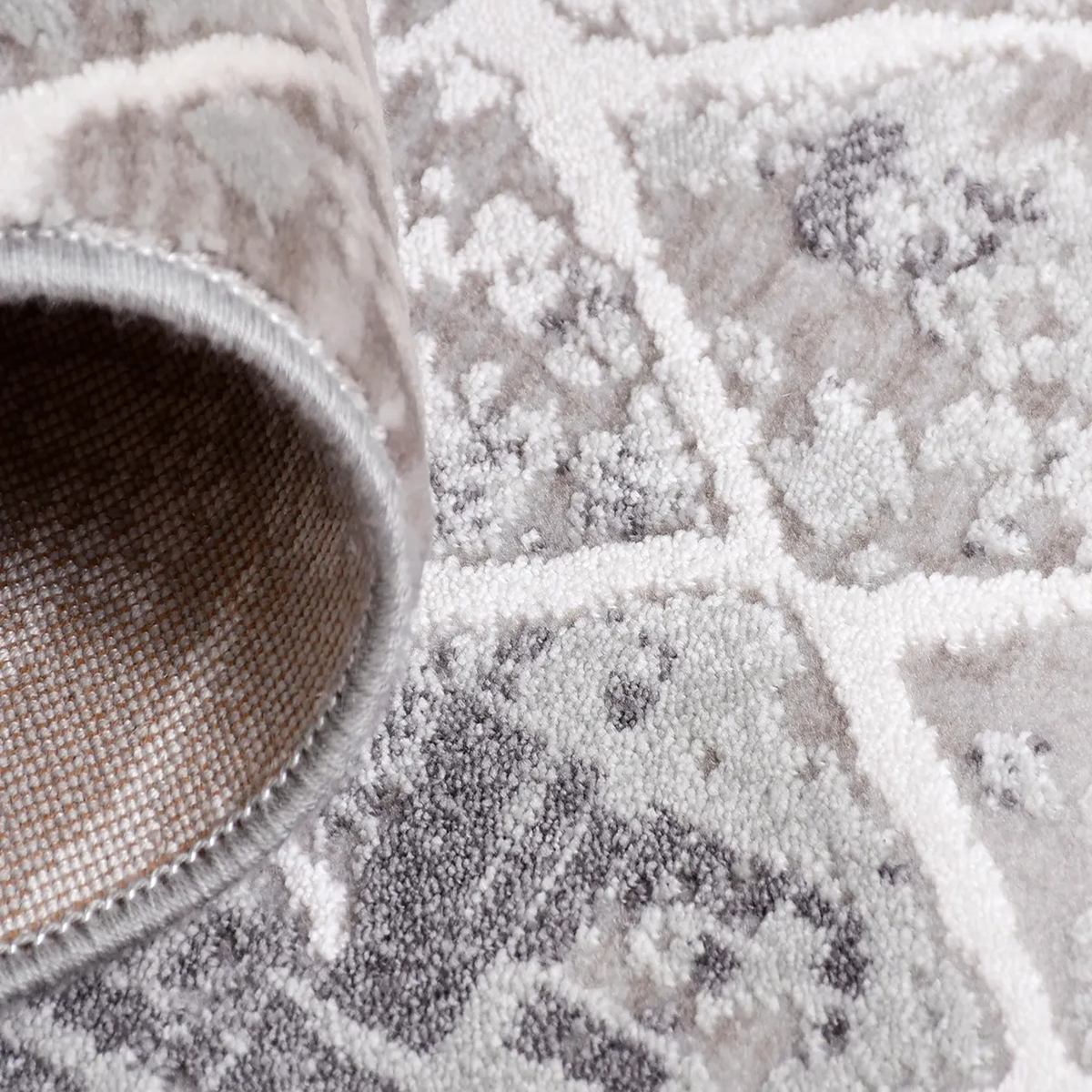 SHARED | Priene Grey Cream Distressed Moroccan Style Trellis Modern M photo 3