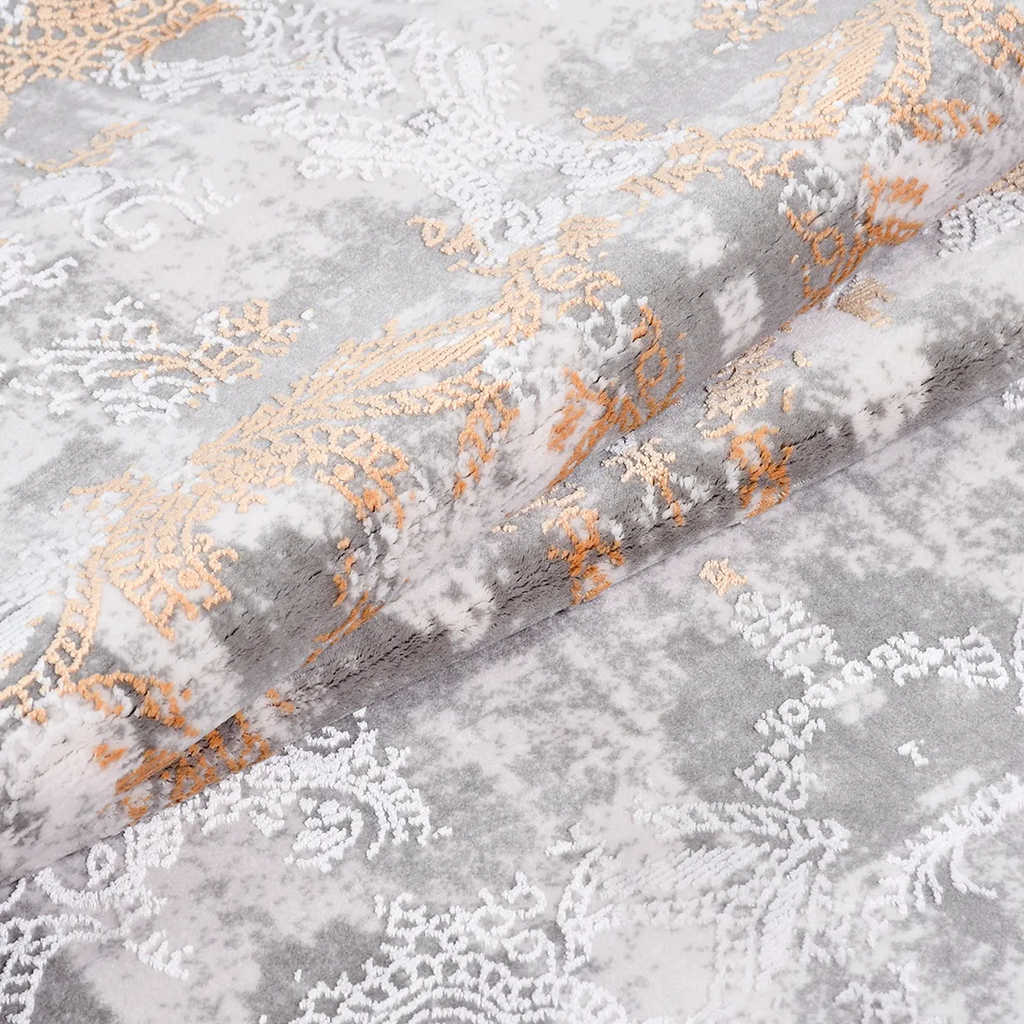SHARED | Knoll Grey Orange Abstract Modern Machine Woven Living Room  photo 3