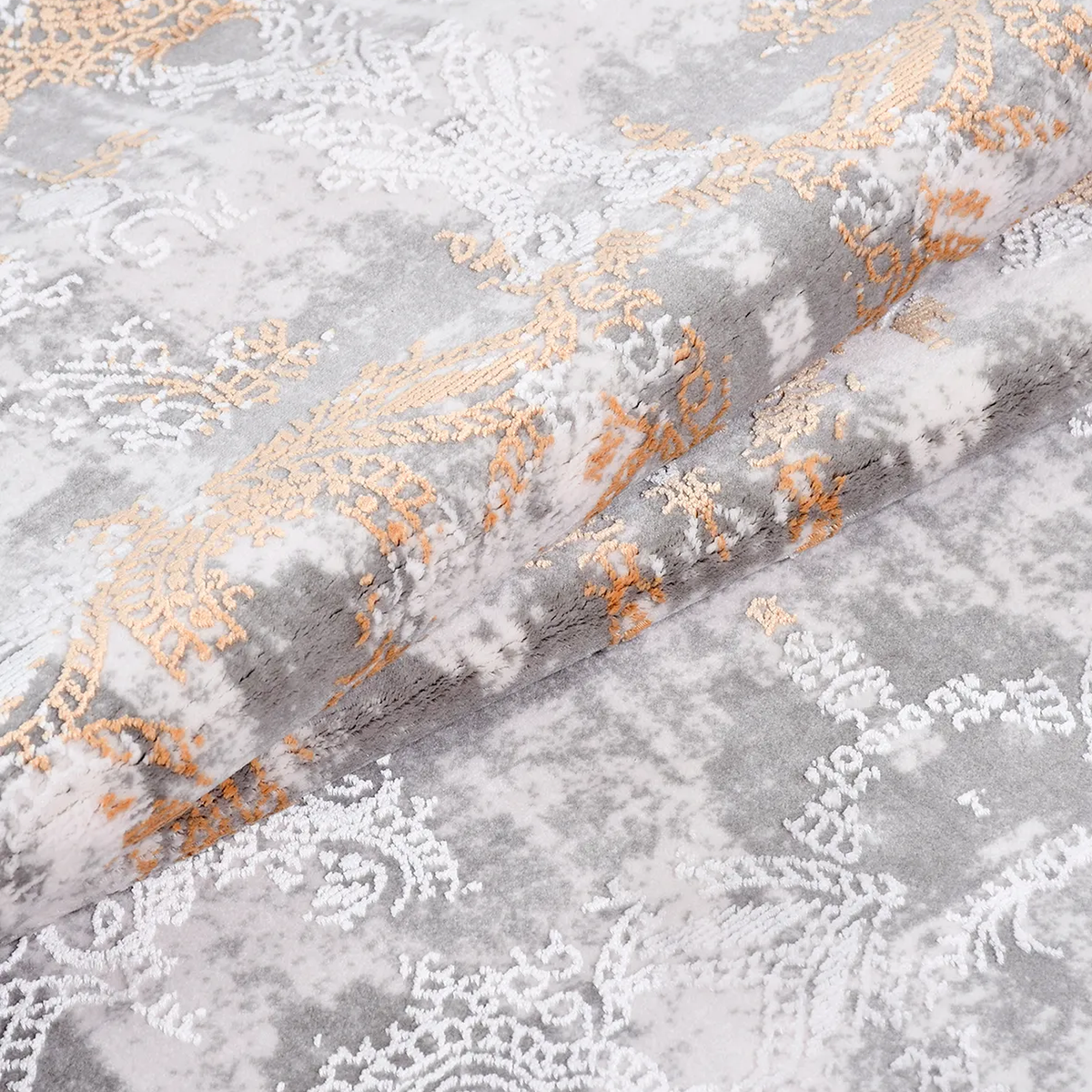 SHARED | Knoll Grey Orange Abstract Modern Machine Woven Living Room  photo 3